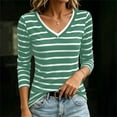 thumbnail image 4 of Neewe 3/4 Length Striped Sleeve Womens Tops Dressy V Neck Collared Shirts Trendy Business Casual Work Blouses Daily Outfits 2026, 4 of 7