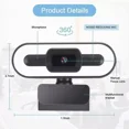 thumbnail image 3 of 4k Hd Webcam With Led Light Ring And Usb Microphone, 3 of 4
