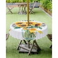 thumbnail image 4 of Hokiten Outdoor Tablecloths with Umbrella Hole & Zipper, Yellow Sunflower Round Tablecloth 54 Inch, Butterfly Spring Floral Farm Country Waterproof Table Cloth, Patio/Pool/Picnic Table Covers, 4 of 7