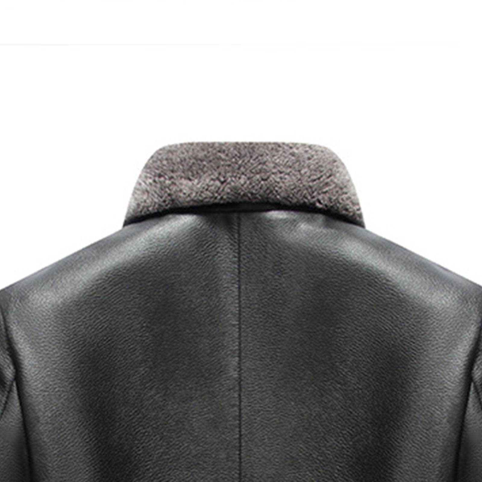 Tqyyweavej Men's Faux Leather Aviator Bomber Jacket with Fur Collar Warm Fleece Lined Biker Jackets Classic Vintage Winter Coats
