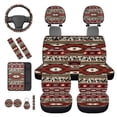 thumbnail image 6 of HUIACONG Aztec Print Car Seat Covers Full Set with Steering Wheel Cover Arm Rest Cover Seatbelt Covers Cup Holder Headrest Covers Keychain 14 Pcs Southwestern Tribal Geometric Deocr Car Accessories, 6 of 8