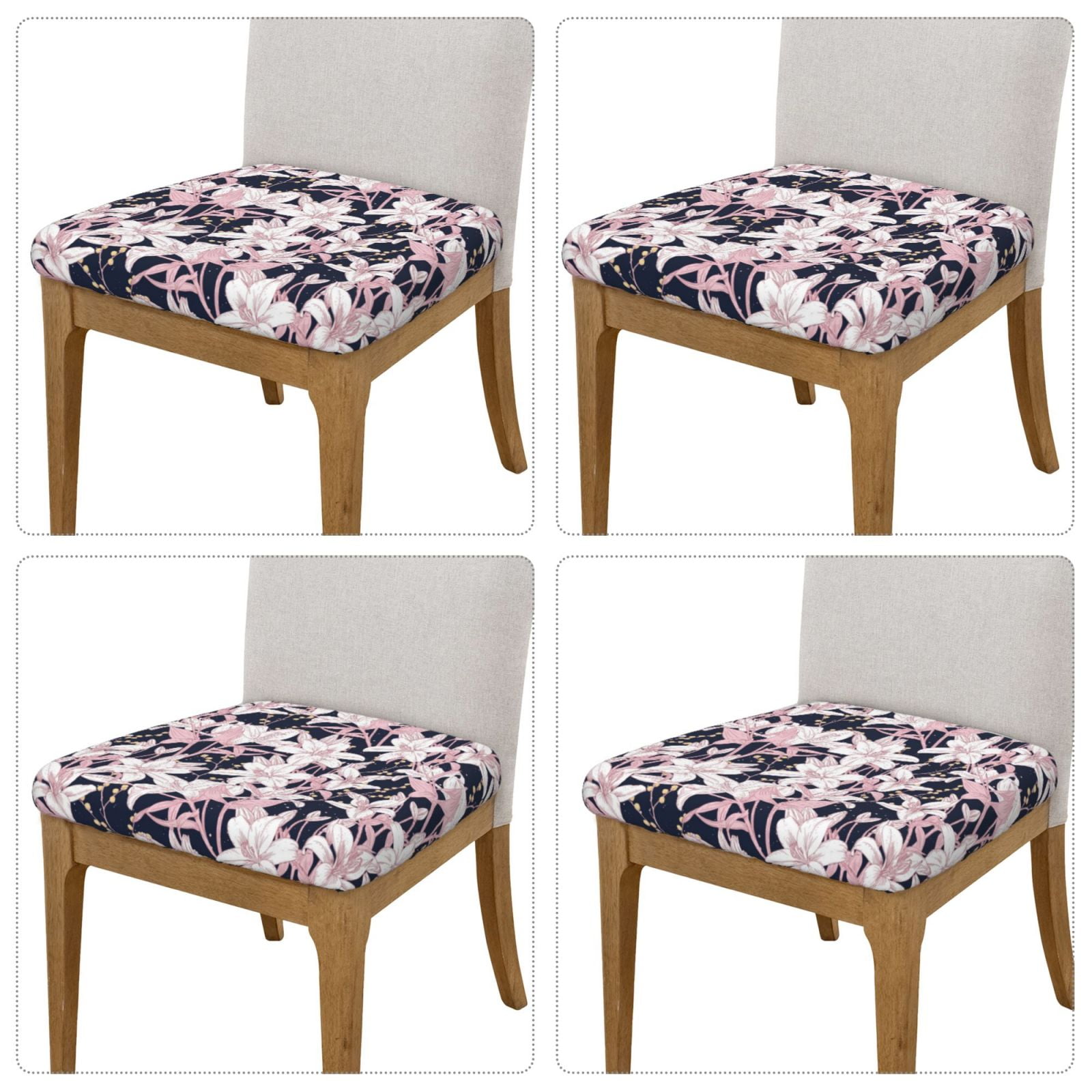 Vsdgher Lilies Flowers Couch Cushion Covers, Non-Slip Sofa Seat Cushion Slipcovers, Soft Couch Covers（Don't include seat cushion）Four Pieces