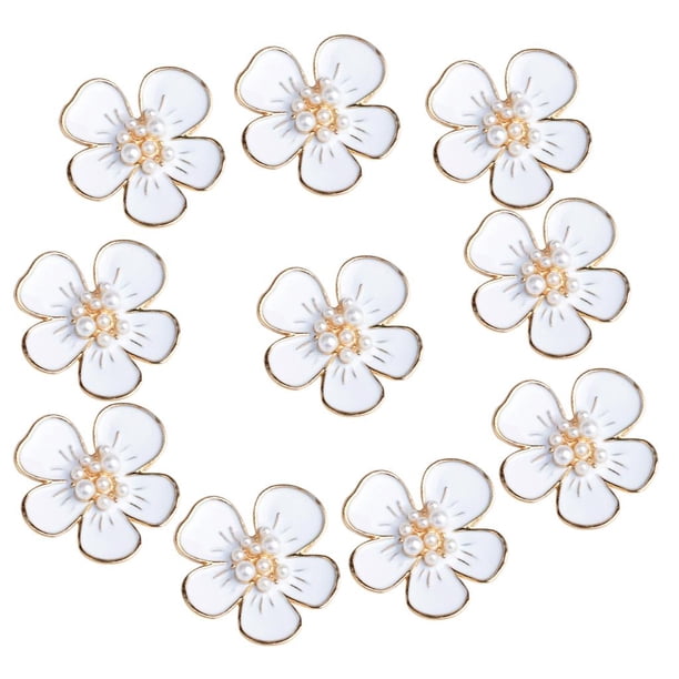 Fornituras de Fabricación Gloria Flor de Perla para Accesorios de Cabello 30 mm 10 Piezas