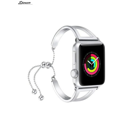 Spencer Compatible Apple Watch Band Stainless Steel Metal Pendant Bracelet Bangle Wristband for Apple Watch Series 8/7/6/5/4/3/2/1 42mm"Silver"