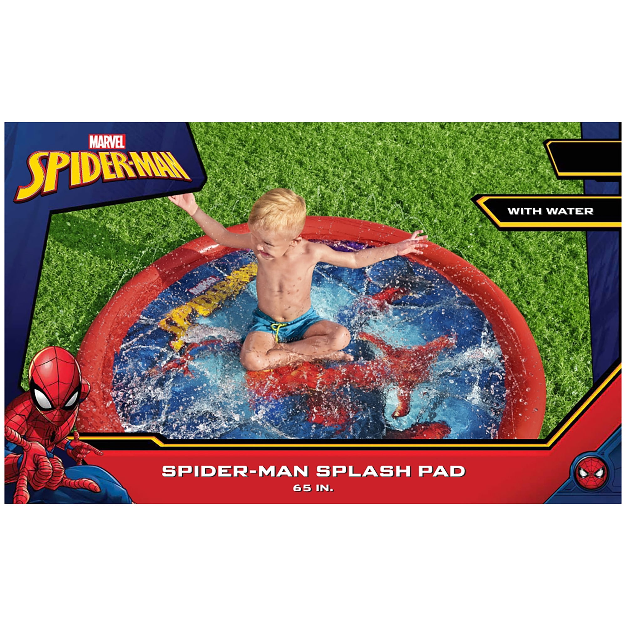 Bestway: Marvel: Splash Pad - Spider-Man - 65 inch Inflatable Sprinkler & Water Play Zone, Superhero Character, Outdoor Backyard Toy, Toddlers-Kids 2+