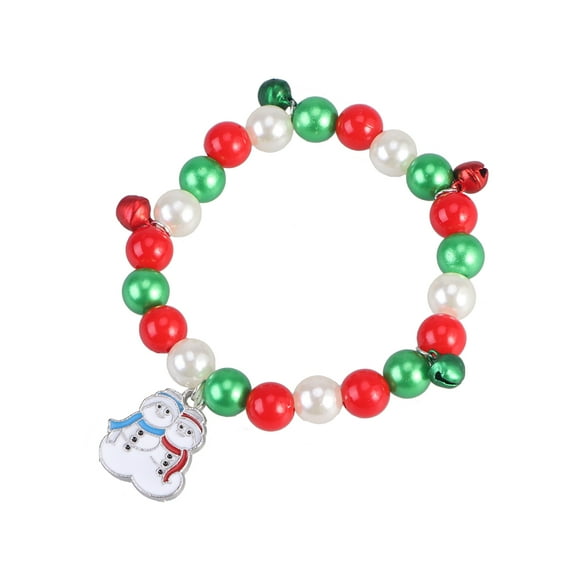 Gymnture christmas Christmas Charm Bracelet Kids Christmas Gift Holiday Festive Jewelry for Baby Girls Children Holiday Fun Christmas Snowman Pendant Stretch Bracelets