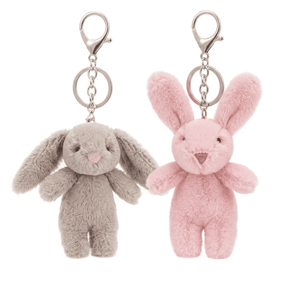 Bunny Plush Keychain Mini Rabbit Purse Charm Pendant for Backpacks, 3.5 Inch Small Fluffy Stuffed Animal Key Ring Bag Accessories Gift for Women