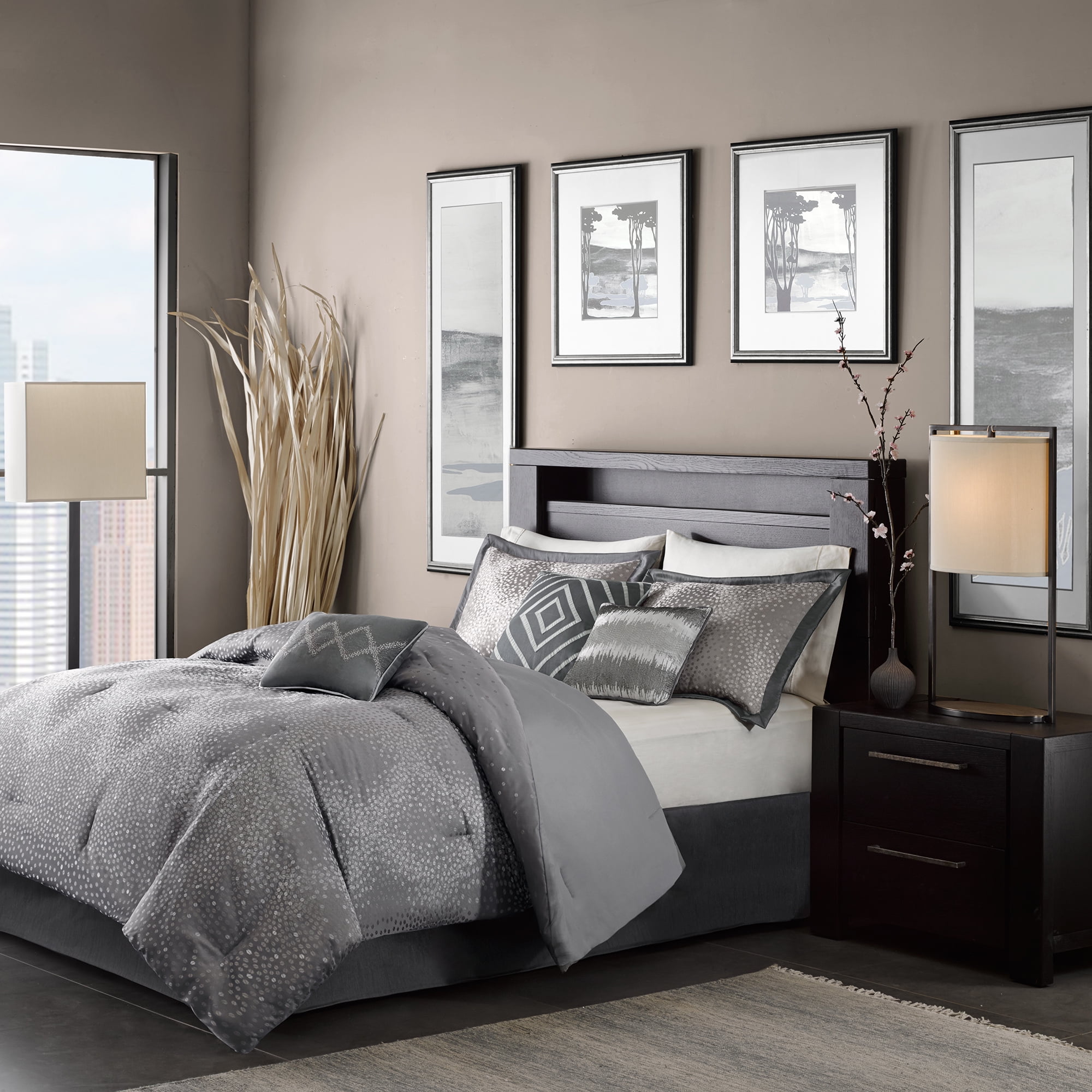 Gray Garner Modern Diamond Multiple Piece Comforter Set (California King) - 7 Piece