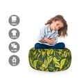thumbnail image 2 of Floral Storage Toy Bag Chair, Leaf Silhouettes and Hawaiian Flowers, Stuffed Animal Organizer Washable Bag, Small Size, Forest Green Apple Green, by Ambesonne, 2 of 3