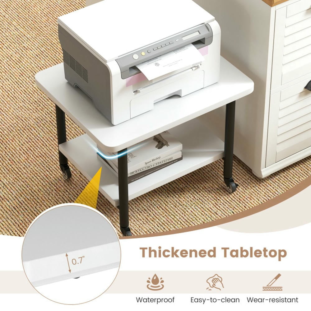 Canddidliike Under Desk Printer Stand with 360° Swivel Casters-White, Office Furniture, Laptop Table for Home and Office
