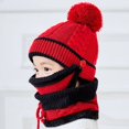 thumbnail image 1 of Conjunto de Calentador de Cuello y Gorro de Punto de Invierno 3 en 1 Brillar Rojo, 1 of 4