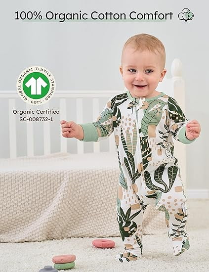 Yoofoss Baby Pajamas 100% Organic Cotton Baby Sleepers for Newborn Boys Girl Clothes 3pcs Footed PJs