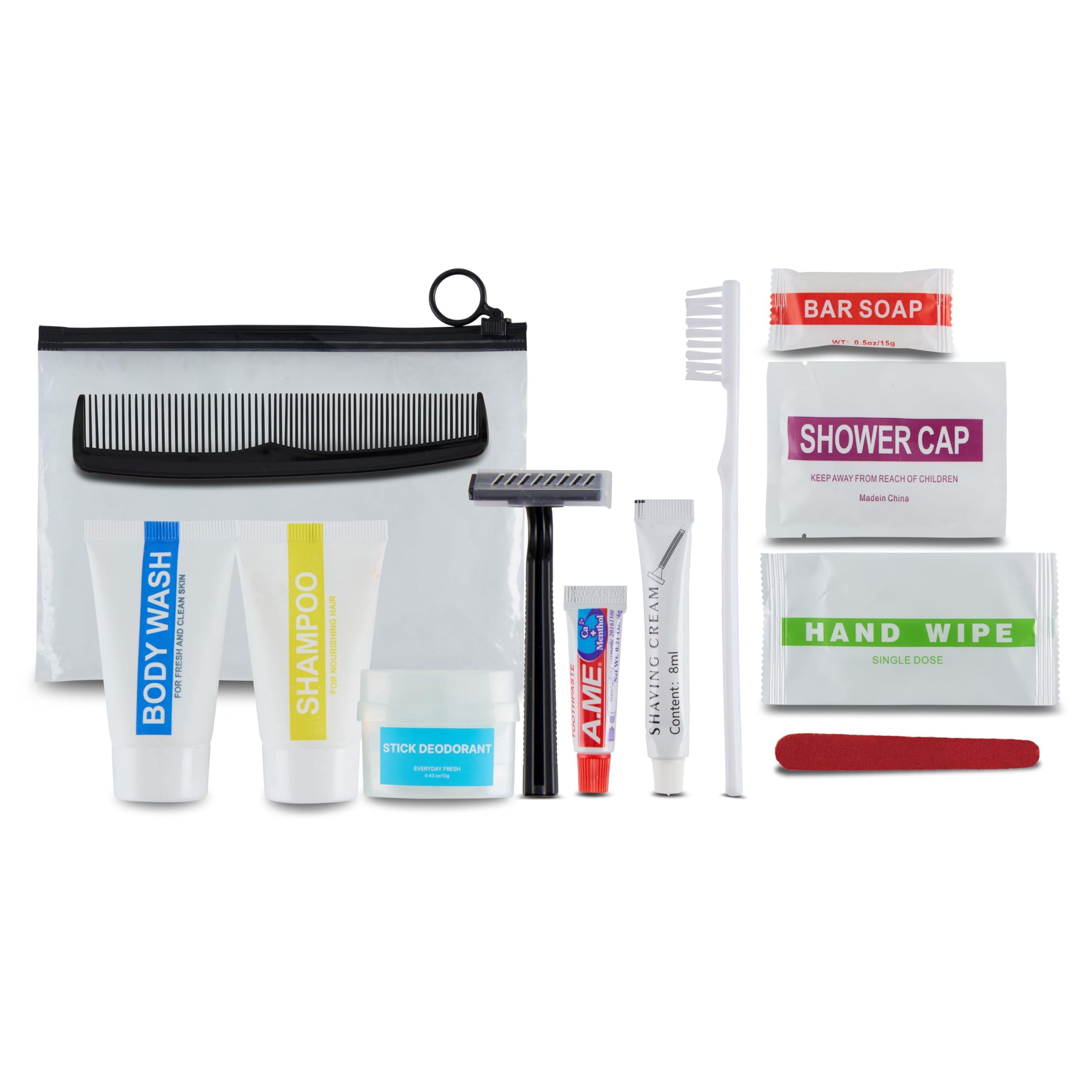 Wholesale Case of 25 Basic Hygiene Kits for Donations – Bulk Toiletry Supplies in Zip Pouch – Perfect for Donations Homeless Shelters, Relief Efforts & Charity Drives (50ct)