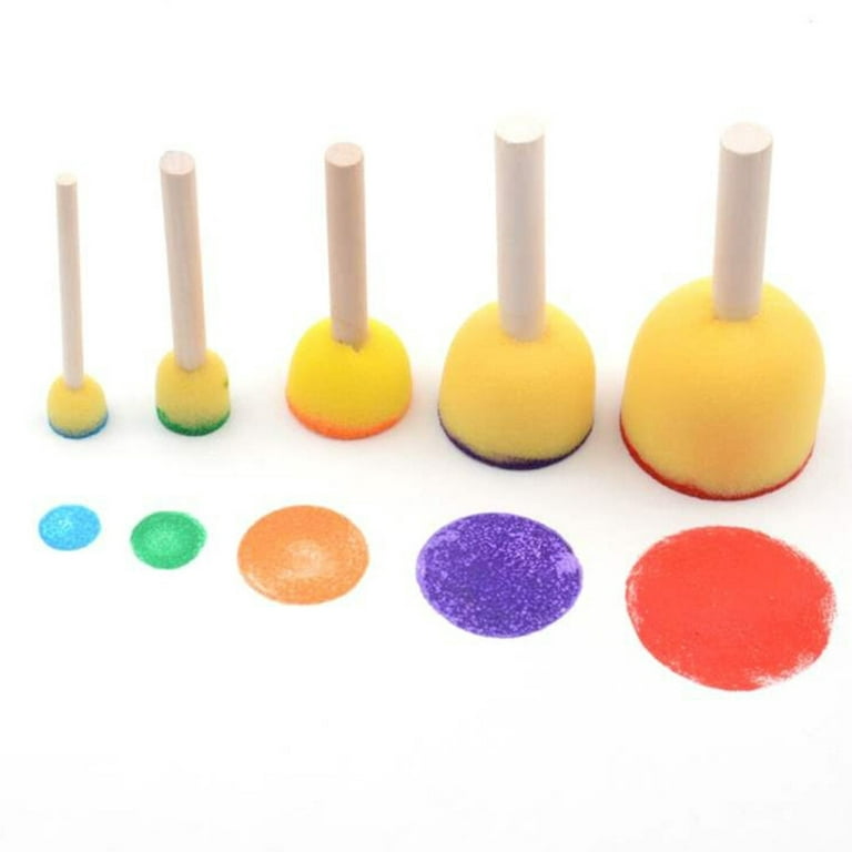 20pcs Stencil Sponge Brushes DIY Painting Sponges Children Drawing Craft  Brushes with Wood Handle 