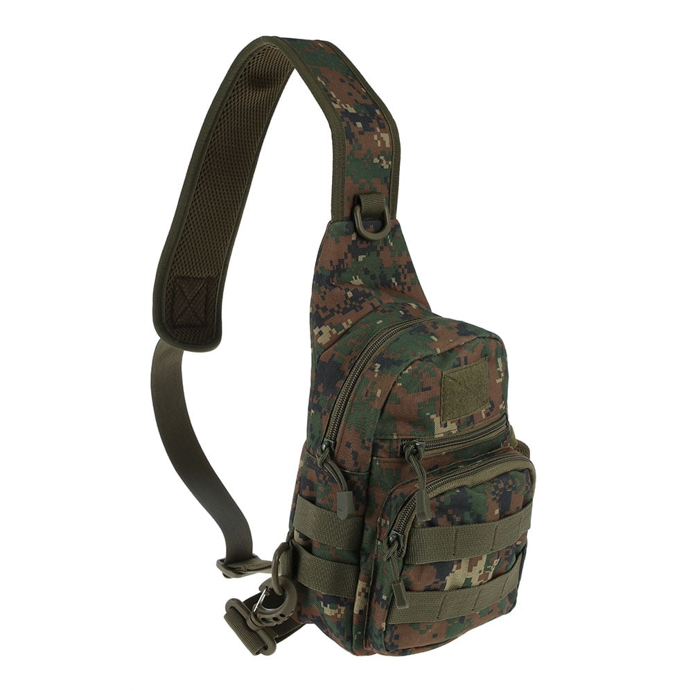 Camo Outdoor Sling Chest Bag Multifunctional Camouflage Military Shoulder Crossbody Backpack Bag Oxford Waterproof Male And Female Sports Bag for Casual Camping