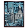 thumbnail image 1 of Belfast Cityscape City Centre Hall Linocut Style Art Print Framed Poster Wall Decor 12x16 inch, 1 of 5