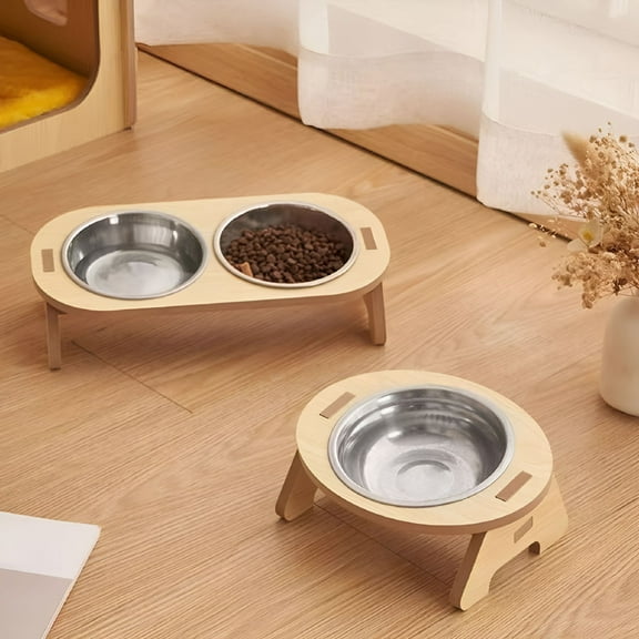 ACDANC Double Bowl Dog Cat Feeder Elevated Stand Raised Dish Holder Feeding Food Water