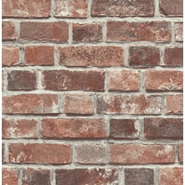 Seabrook Designs  Distressed Red Brick Prepasted Wallpaper - 20.5 in. W x 33 ft. L