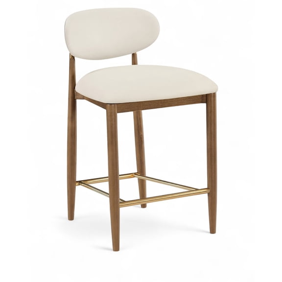 Meridian Furniture Riccio Cream Vegan Leather Upholstered Stool