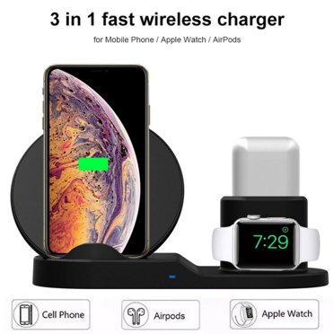 Upgraded Wireless Charging Dock 3 In 1 Qi Certified Charging Station For Apple Watch Se 6 5 4 3 2 1 Airpods Wireless Charger For Iphone 12 11 Pro 11 Pro Max Xs Max X Walmart Com