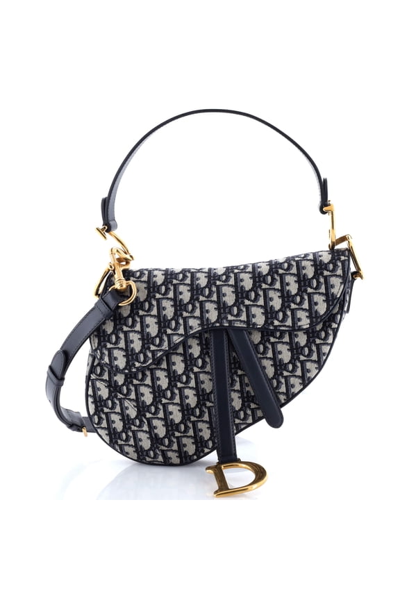 Pre-Owned Saddle Handbag with Strap Oblique Canvas Medium By Rebag