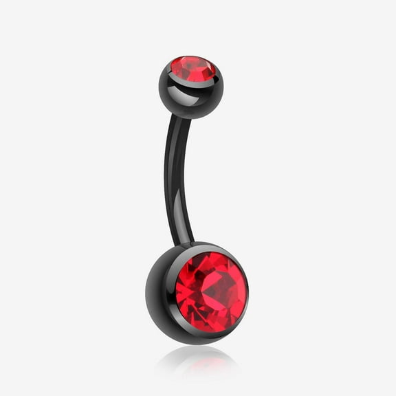 Colorline Double Gem Ball Steel Belly Button Ring