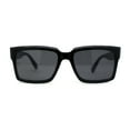 thumbnail image 2 of Mens Classy Moulded Thick Horn Rim Rectangle Fashion Sunglasses Shiny Solid Black, 2 of 4