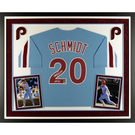 - Mike Schmidt Philadelphia Phillies Fanatics Authentic Deluxe Framed Autographed Majestic Cooperstown Replica Blue Jersey with HOF 95 Inscription - No Size