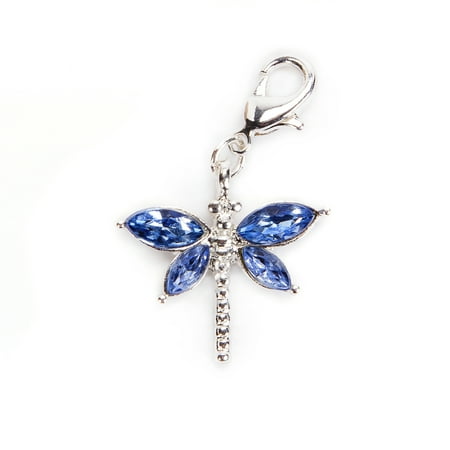 Angel Clasp Charm - Lobster Clasp Charm: Sparkling Blue Dragonfly