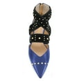 thumbnail image 4 of XYD Women Chic Pointed Closed Toe Back Zip D'Orsay Studded Flats Elastic Strappy Casual Shoes Size 10.5 Blue, 4 of 4