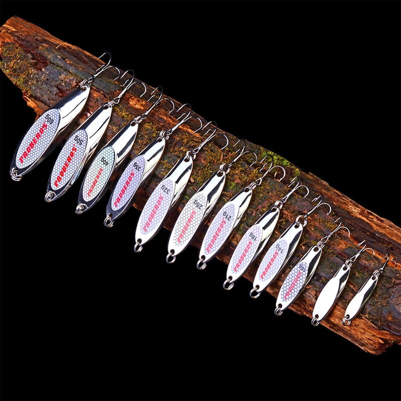 Lot 5X Metal Spoon Fishing Lure Bass Bait Stainless Steel Split Ring Treble Hook