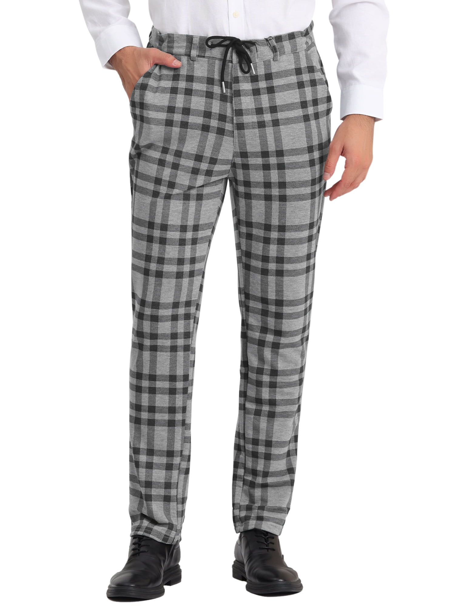 Lars Amadeus Men's Plaid Pants Casual Slim Fit Flat Front Check Dress ...