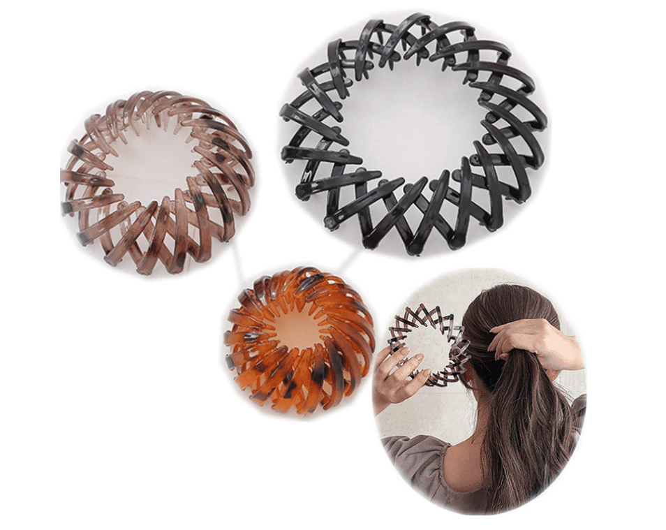3 Pieces Vintage Geometric Retractable Hair Loops Expandable Ponytail
