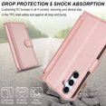 thumbnail image 5 of ELEHOLD for Samsung Galaxy S23 FE PU Leather Wallet Case, with Card Holder Strap Shoulder Lanyard for Women Men, Durable Zipper Kickstand Cover for Samsung Galaxy S23 FE,Rosegold, 5 of 10