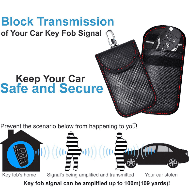 Faraday Bag for Key Fob - 2 Pcs Faraday Cage Protector - Car Key Signal  Blocker Pouch - Keyless Fob Protector Car RFID Blocking Anti Theft Remote  Entry Smart Fobs Protection 