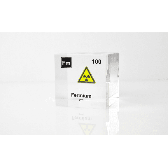 Engineered Labs Educational Fermium Element Cube Display Clear Acrylic USA
