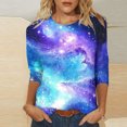 thumbnail image 3 of JTZGDY Womens 3/4 Sleeve Tops Dressy Casual Plus Size Teen Girls Cute Tie Dye Starry Sky Oversized Tunic Blouse Crewneck Basic Graphic T-Shirts Fashion 2025 Outfit Clothes Multicolor#09 L, 3 of 6