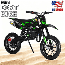 Seipouy 49cc Dirt Bike Gas, Mini Kids Dirtbike, Gas Power Dirt Bike for Kids 8-14, 2 Stroke Engine, Mini Motocross Dirtbike, Dual Disc Brakes, Pull Start, Shock Absorption, Soft Seat Cushion