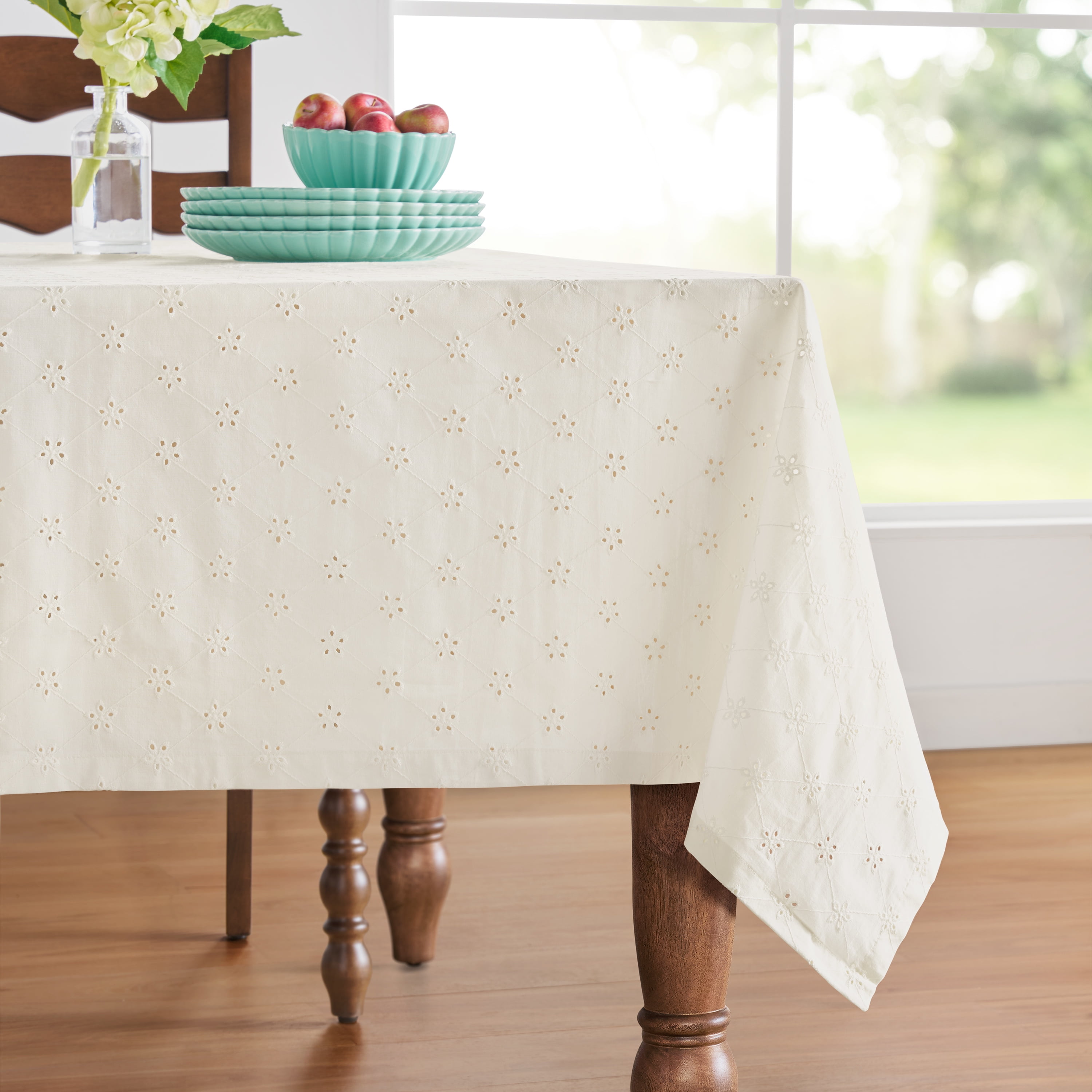 The Pioneer Woman Eyelet Tablecloth, White, 60 in x 84 in