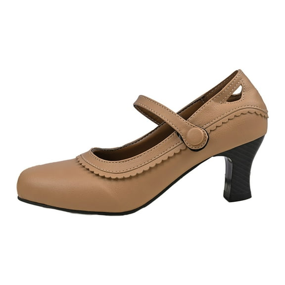 YLYL Women's Mary Jane Shoes with Ankle Strap Vintage Victorian Kitten Heel Round Toe Dress Pumps Shoes