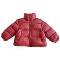 thumbnail image 2 of dazeni Girls Toddler's Winter Coat Lightweight Cropped Full-Zip Puffer Jacket Thermal Long Sleeve Short Quilted Coat with Pockets Outwear Hot Pink 5 Years, 2 of 3