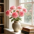 thumbnail image 5 of Gallickan 1pc 3-Head Artificial Dahlia Flower, 25.19in Faux Silk Large Bloom Stem, Realistic Peony for Home Table Wedding Decor, Pink, Style G, 5 of 6