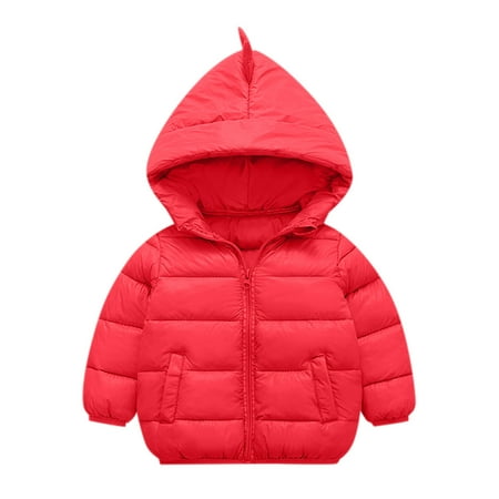 

Toddler Kids Baby Boys Girls Winter Warm Solid Dinosaur Padded Coats Hooded Jacket Outwear Baby Kids Korean Casual Coats Outwear