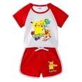 thumbnail image 4 of Camiseta de algodón de Pikachu para niñas y pantalones cortos, conjunto de 2 uds. De ropa de dibujos animados de Pokémon para niños, traje deportivo de la Patrulla Canina para verano, 4 of 5
