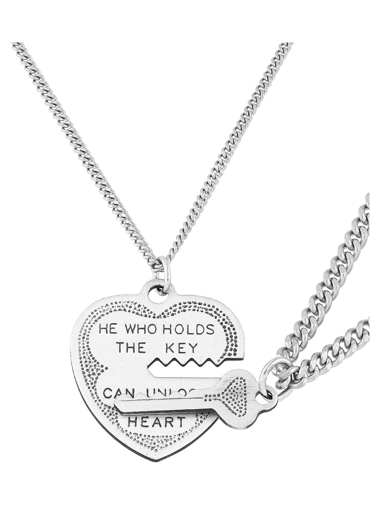 Brilliance Fine Jewelry Sterling Silver Breakable Heart Key Pendant Necklace Set,18" - image 2 of 11