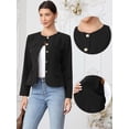 thumbnail image 2 of DARING DIVA Women's Collarless Button Down Long Sleeve Blazer Jacket XS Black, 2 of 6