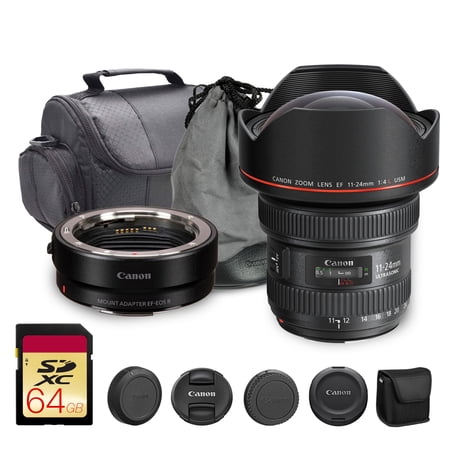 Canon EF 11-24mm f/4L USM Lens | L-Series Ultra-Wide Angle Zoom with Constant f/4 Aperture & Advanced Optics | For Architecture, Interiors & Landscape Photography + Adapter EF-EOS R + Bag + 64GB Card