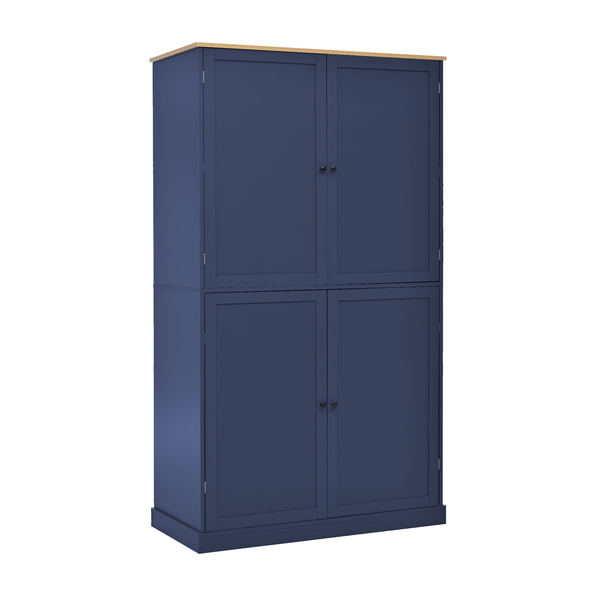Harper & Bright Designs Farmhouse Kitchen Pantry Cabinet with Hutch, Tall Kitchen Storage Cabinet with Door and Drawer, Freestanding Hutch with Shelves, 71.3", Blue
