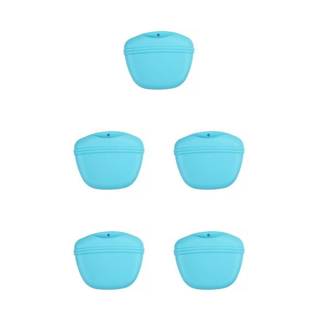 tamizeot Pets Training Silicone Waist Bag Hands-free Portable Feeding Storage Pouch Container Practicing Package Food Bags Blue 5Set