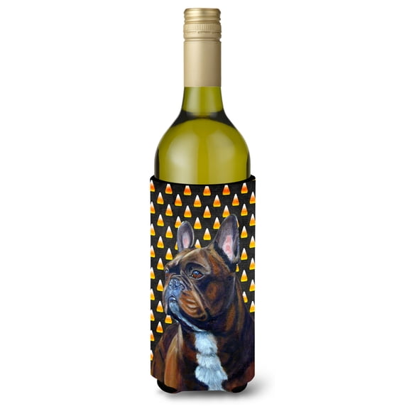 Carolines Treasures LH9081LITERK French Bulldog Candy Corn Halloween Portrait Wine Bottle Hugger Wine Bottle multicolor